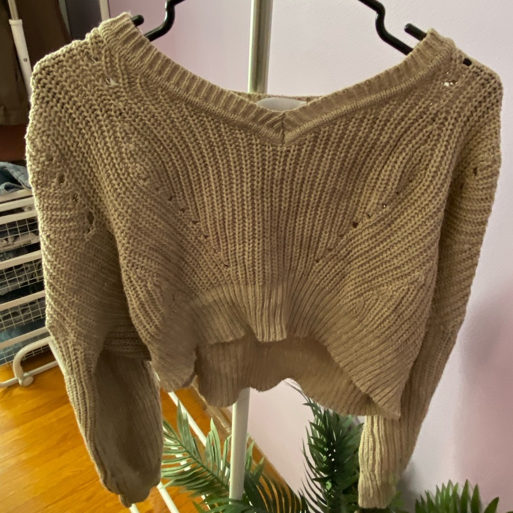 M Boutique Taupe Nude Crop Sweater